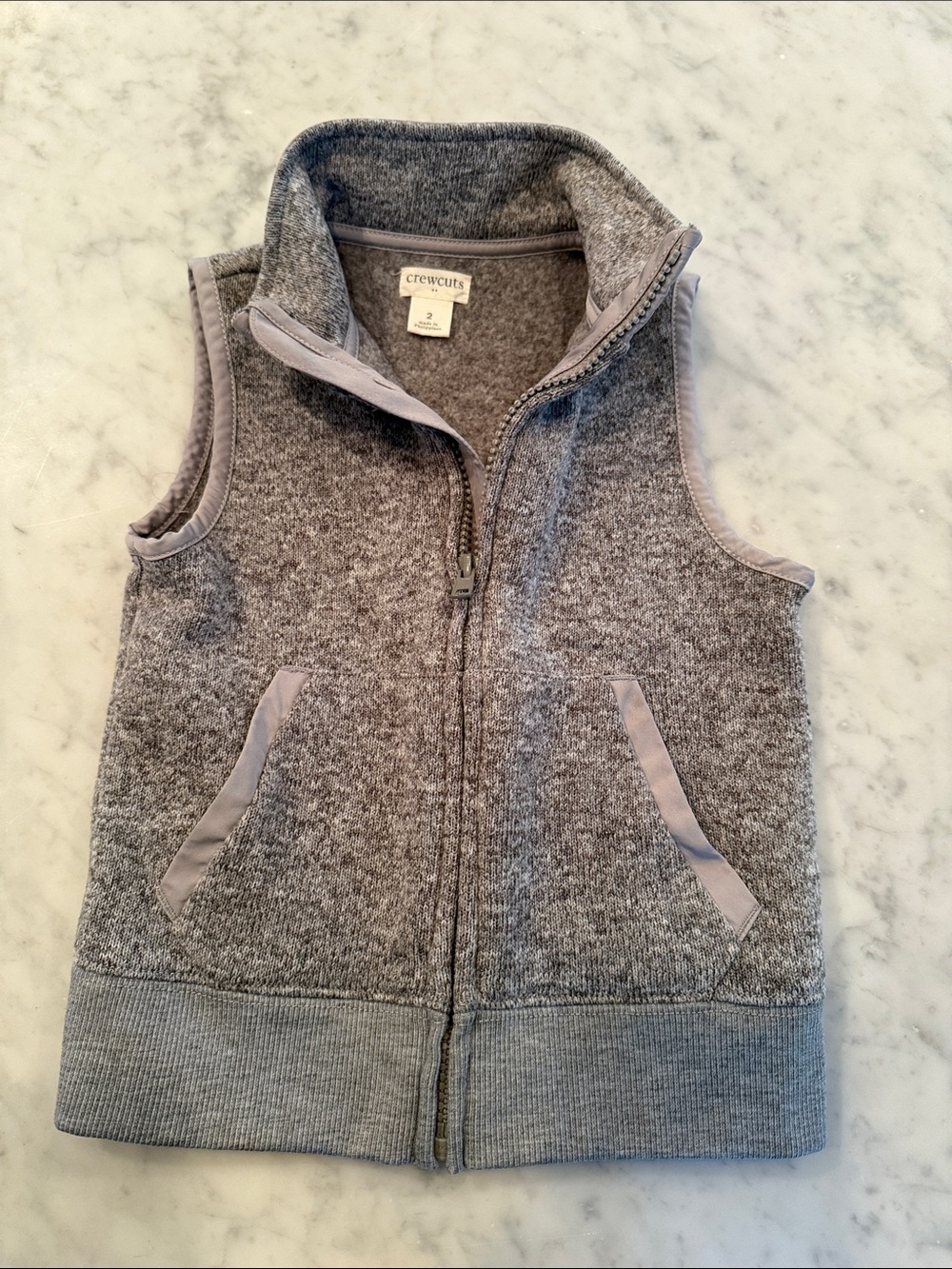 Crewcuts Heather Gray Sleeveless Knit Zip Front Vest